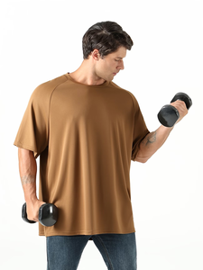 Plus Size Men's O-Neck Short Sleeve T-Shirt 198 Jersey Fabric Blank Design Casual Solid Color - Product Image 5