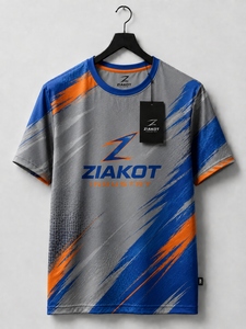 ZIAKOT industry Nouveau design T-shirt de performance gris royal-orange personnalisé pour homme - Product Image 1