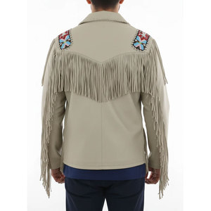 Premium Men's Genuine <b>Suede</b> Leather Fringe Winter <b>Jacket</b> Plain Dyed Finish All Sizes Custom Manufacturing OEM Wholesale Factory - Product Image 2