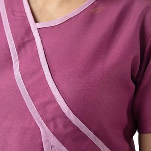 Women's Pink <b>Scrub</b> Set Short Sleeve Top With Pockets Hospital Uniform Woven Polyester Pants - Product Image 6