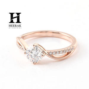 Anillo de Compromiso de Lujo con Diamante Cultivado en Laboratorio de Corte Brillante Redondo de 1ct 2ct, Anillo de Diamantes con Diseño Infinito en Oro Rosa de 14K 18K para Mujer - Product Image 5