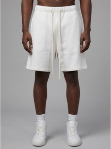 Pantalones Cortos Bermuda de Algodón Blanco para Hombre, con Cordón, Color Sólido, Tejido Transpirable, Estilo de Cintura Media - Product Image 1