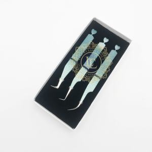 Pince à épiler professionnelle d'extension de cils Ombre pointe argentée conception de fond de coeur revêtement en poudre d'acier inoxydable durable - Product Image 2