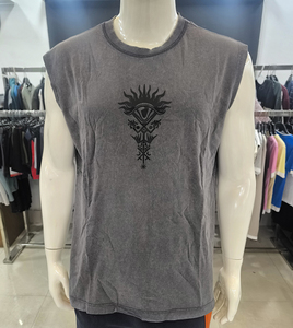 เสื้อกล้ามสีเทาสำหรับผู้ชาย พิมพ์ลายตาชนเผ่า คอกลม สวมใส่สบาย จากซัพพลายเออร์ BD - Product Image 1
