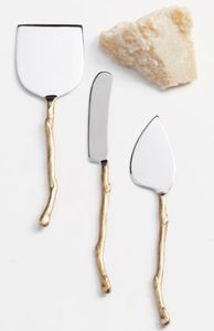 Ensemble de couteaux à fromage plaqués or avec manches en agate, outils à fromage en métal durable pour le service - Product Image 3