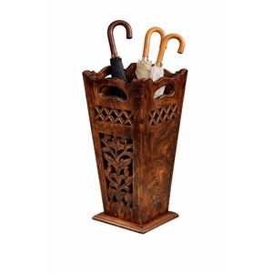 Porte-parapluie en bois de Sheesham sculpté - Artisanat indien en bois de rose, vente en gros - Product Image 1