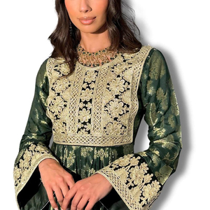 Vestido de Fiesta Modesto con Encaje Bohemio, Diseño Tribal Afgano Kuchi, Bordado, para Mujer, Cultura Pashtun Afgana Kuchi, Adultos - Product Image 3