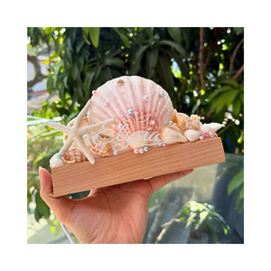 Lampe artisanale en coquillages marins, lampe de table en coquillages naturels, lampe de nuit décorative, décoration de maison de plage, cadeau pour chambre à coucher - Product Image 4