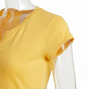 Camisa de Lujo para Mujer, 100% Algodón, Diseño Personalizado, Logotipo OEM, Estilo Henley con Botones, Precio al por Mayor - Product Image 3