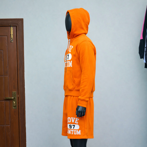 Nouveaux ensembles courts élégants et légers en molleton 100 % coton, respirants, coupe ample, à épaules tombantes, pour la saison hivernale - Product Image 3