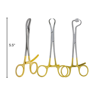 Juego de 3 Pinzas de Reducción para Fijación de Placas Óseas, Manuales, 5.5 Pulgadas, Mango Dorado, Instrumentos Quirúrgicos Ortopédicos de Acero Inoxidable - Product Image 2
