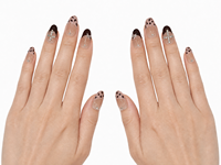 Whisper Wild Acrylique Doigt Vernis À Ongles Moyen Ovale Imprimé Léopard Motif Métallique Étoile Strass Chocolat Brun Conseils Français