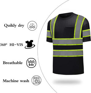 T-shirt de travail unisexe à manches courtes en coton, respirant, imperméable, fluorescent, haute visibilité, pour travaux de construction - Product Image 6