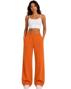 Pantalon de jogging ample taille haute pour femme, orange vif, coupe décontractée, style streetwear, pour le quotidien, personnalisé par le fabricant - Product Image 1