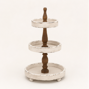 3 Tier Wooden Cake <b>Stand</b> Distressed White Farmhouse Decor Serving Tray Three Tiered <b>Cupcake</b> <b>Stand</b> for Wedding Party Supply - Product Image 1