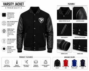 Dumela Custom Black <b>Varsity</b> <b>Bomber</b> <b>Jacket</b> <b>Men</b> Embroidered Regular Fit Winter Outerwear Windproof OEM Service - Product Image 6