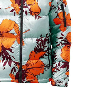 Vestes d'hiver matelassées imperméables et coupe-vent à motif floral imprimé sur toute la surface, sublimées, pour enfants et femmes, fermeture éclair - Product Image 3