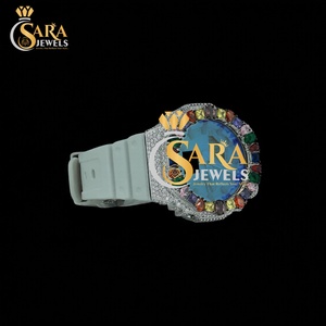 Reloj de Diamantes de Alta Demanda con Esfera de Moissanita VVS, Correa de Goma, Acero Inoxidable, Joyería Premium de Regalo de la India - Product Image 1