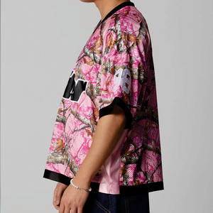 Camiseta de fútbol americano de malla de camuflaje unisex personalizada al por mayor, estilo moderno, camuflaje rosa, talla grande, OEM, marca privada, venta al por mayor - Product Image 2