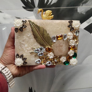 Pure Resin Red Colour Ladies Clutch Excellent Finishing for Wedding Parties Women Fashion Accessories Handmade Colourful Purse - Product Image 1