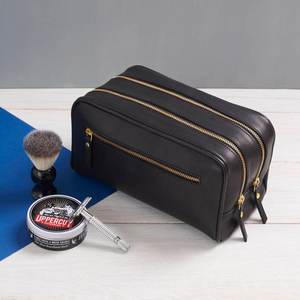 Genuine Leather Toiletry Bag <b>Mens</b> Dopp Kit Vintage Shaving Wash Bag Travel Cosmetic <b>Pouch</b> Custom Private Label TYG-0256 - Product Image 1