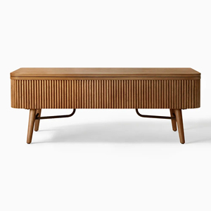 Table basse multifonctionnelle en bois avec tiroirs, couleur teck brun, pour salon, ensemble de canapés, meubles de maison - Dira - Product Image 4