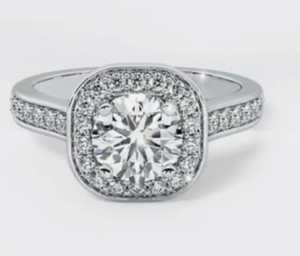 Anillo de Halo con Moissanita Corte Cojín en Plata 925, Elegante Joyería para Boda, Compromiso o Aniversario para Mujer - Product Image 1