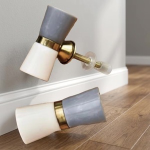 Poignée de meuble ovale en os, corne, métal, résine et bois, blanc-gris, contemporaine, pour cuisine, commode, armoire, tiroir, écologique - Product Image 1