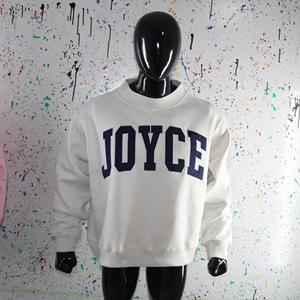 Sweat-shirt à col montant gris cendré JOYCE 100% coton avec broderie appliquée noire, col large, URBAN PRODUCTIONS - Product Image 2