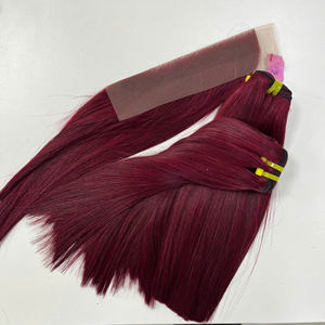 เซ็ตชุดมัดและปิดผมคนแท้แบบตรงลายลูกไม้สีไวน์คุณภาพสูง - Product Image 2