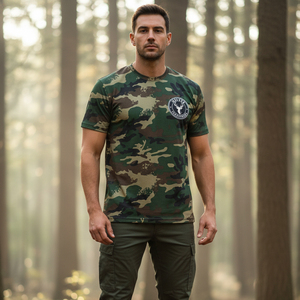 T-shirt de chasse premium en gros, coutures ergonomiques, coupe confortable, camouflage toutes saisons pour la randonnée et les sports de plein air - Product Image 6