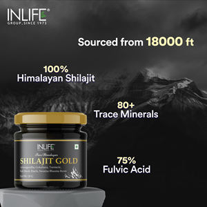 Shilajit Gold Pur du Telangana certifié GMP INLIFE, 75 % d'acide fulvique, gestion de l'énergie, Ashwagandha, Tribulus, Curcuma, pour adultes - Product Image 2