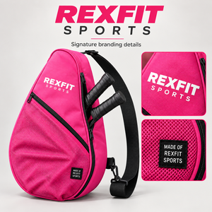 Bolsa de transporte para raqueta de squash Rexfit Sports, personalizada, con correa de hombro individual y bolsillo de malla con cremallera para sesiones en la cancha. - Product Image 6
