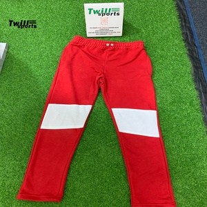 Pantalon de sport respirant TWILL-SPORTS pour hommes, couleur rouge, empiècements blancs, vêtements de sport décontractés, 100 % coton biologique, vente en gros - Product Image 1