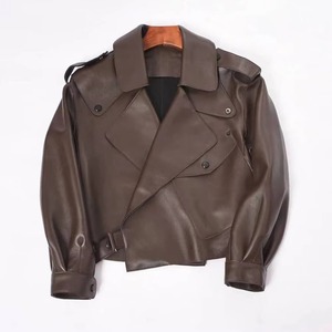 Chaqueta de Cuero Genuino de Piel de Vaca para Mujer, Estilo Bomber, Transpirable, Impermeable y Resistente al Viento - Product Image 1