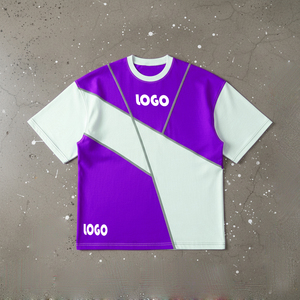 Camiseta de hombre personalizada al por mayor, bicolor, mitad negra, mitad blanca, con paneles. - Product Image 6