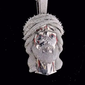 Colgante Religioso de Hip Hop con Incrustaciones de Moissanita, Chapado en Rodio sobre Plata de Ley 925, Joyería Brillante para Unisex - Product Image 1