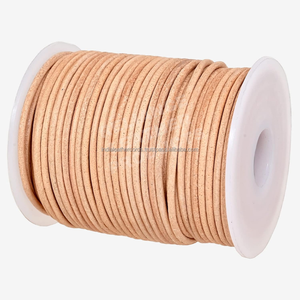 Natural Color Micro Size 1mm Smooth Round <b>Leather</b> Cord Thread for Delicate Gemstone Necklaces - Product Image 2