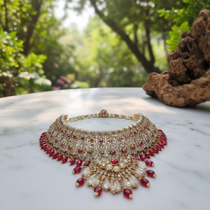 Conjunto de Collar Choker de Diseño con Cuentas de Perlas y Piedras Austriacas Brillantes - 10575613RD Accesorio Moderno y Elegante - Product Image 3