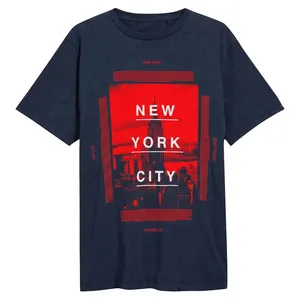 T-shirt en coton à manches courtes pour homme, coupe classique, imprimé New York City, col rond, design streetwear décontracté, logo sur le devant - Product Image 1