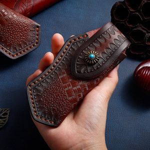 Handmade <b>Leather</b> <b>Pouch</b> Folding Knife Sharp Folding Blade <b>Leather</b> <b>Pouch</b> Wooden Grip Camping Hiking Outdoor Pocket Equipment - Product Image 6