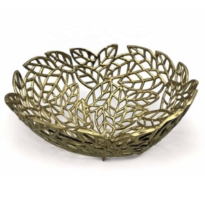 Hot Selling Modern Floral <b>Metal</b> Leaf <b>Bowl</b> Aluminium Decorative <b>Bowl</b> Perfect for Wedding Party Centerpiece Decor - Product Image 1