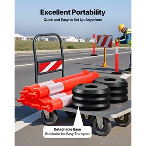 Confezione da 2 Coni Segnaletici Stradali in HDPE Rinforzato da 48 Pollici con Strisce Riflettenti e Base Riempibile - Product Image 4