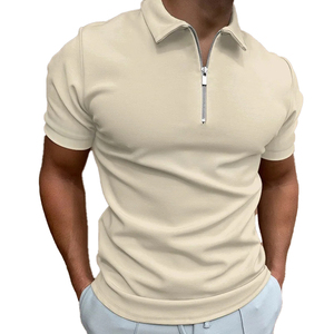 Polo Homme Blanc à Manches Courtes avec Fermeture Éclair en Coton Tricoté, Couleur Unie, Respirant, Coupe Classique, Vente en Gros 2026, OEM ODM - Product Image 5