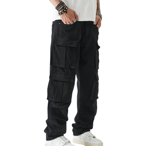 Pantalones Cargo de Mezclilla Negros para Hombre, Corte Recto, Multibolsillos, Casuales, Resistentes, Estilo Urbano, Ajuste Personalizado OEM - Product Image 5