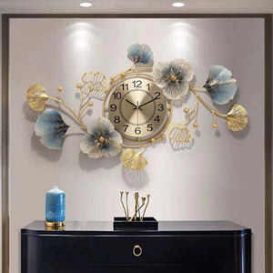 Modern Luxury Hanging Iron Wall <b>Clock</b> Needle Display Stylish Plant Inspired Design Battery Powered Living Room Home Decor - Product Image 3
