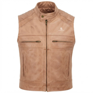 Men's Winter Leather <b>Vest</b> Adults Wholesale OEM ODM Custom Motorcycle Jacket Sleeveless Biker Vintage Casual Premium Outerwear - Product Image 2