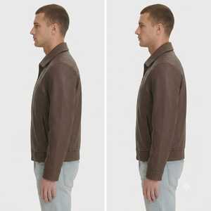 Blouson Bomber Homme Personnalisé OEM en Cuir Marron Grainé Véritable Cuir de Vachette Manteau d'Hiver Fabricant Grossiste pour Marques de Vêtements - Product Image 3
