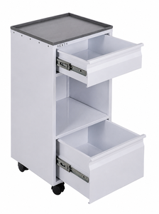 Chariot à outils médicaux avec 2 tiroirs télescopiques et compartiment de rangement, finition thermolaquée, personnalisable OEM/ODM - Product Image 2