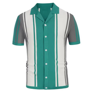 Polo de Manga Corta para Hombre, Diseño a Rayas con Bloques de Color, Cierre de Botones, Corte Regular - Product Image 2